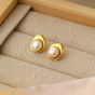 Girl Round Natural Pearl 925 Sterling Silver Stud Earrings