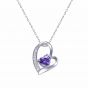 Blanco / púrpura collar de plata esterlina en forma de corazón 925 para las mujeres