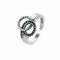 Sweet Two Hollow Ring Clasp 925 Silver Adjustable Ring