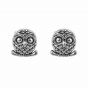 Vintage Owl Animal Solid 925 Sterling Silver Stud Earrings