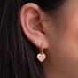 Fashion Two Sides wearing styles Pink CZ Heart Love 925 Sterling Silver Hoop Earrings