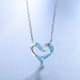 Sweet Hollow Heart Created Opal 925 Silver Necklace