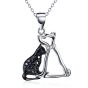 Collar de plata de ley 925 negro de moda del gato del perro casero negro