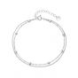 Bolas simples 925 Sterling Silver Adjustable Double Chain Tobillera