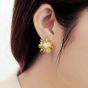 Elegant Shell Pearl Sun 925 Sterling Silver Stud Earrings