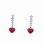 Girl Red Heart Love CZ 925 Sterling Silver Dangling Earrings