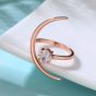 Beautiful CZ Four Leaf Clover Crescent Moon 925 Sterling Silver Adjustable Ring