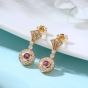 Office Natural Red Tourmaline Geometry CZ 925 Sterling Silver Dangling Earrings