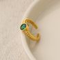 Classic Oval Green CZ Thread 925 Sterling Silver Adjustable Ring
