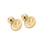 Cute Hollow Gold Plated 925 Sterling Silver Fun Round Preppy Happy Smile Screw Stud Earrings