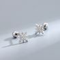 Fashion Eight Pointed CZ Star 925 Sterling Silver Screw Stud Earrings