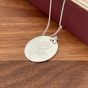 Lady Rose Flower Relief Oval Coin 925 Sterling Silver Necklace