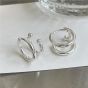 Fashion Double Loop Circle 925 Sterling Silver Hoop Earrings