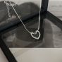 Women Heart Initial Hollow 925 Sterling Silver Necklace