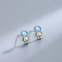 Gift Created Moonstone Star Astronaut 925 Sterling Silver Stud Earrings