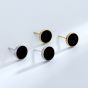 Holiday Round Black Epoxy Craft 925 Sterling Silver Stud Earrings