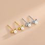 Sweet Girl Shell Pearls Bow-Knot 925 Sterling Silver Stud Earrings
