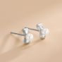Sweet Girl Shell Pearls Bow-Knot 925 Sterling Silver Stud Earrings