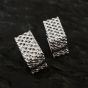 Modern Hollow Rhombic Weave Square Geometry 925 Sterling Silver Hoop Earrings