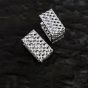 Modern Hollow Rhombic Weave Square Geometry 925 Sterling Silver Hoop Earrings