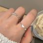 Girl Double CZ Heart Baboo Joint 925 Sterling Silver Adjustable Ring