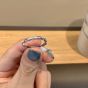 Girl Double CZ Heart Baboo Joint 925 Sterling Silver Adjustable Ring