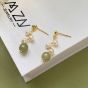 Elegant Green Agate Shell Pearls 925 Sterling Silver Dangling Earrings