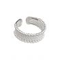 Casual Beads Wave Wide 925 Sterling Silver Adjustable Ring