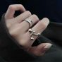 Fashion Irregular Beads Heart 925 Sterling Silver Adjustable Ring