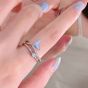 Girl Double Layers CZ Blue Fish Tail 925 Sterling Silver Adjustable Ring