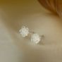 Women White Rose Flower 925 Sterling Silver Stud Earrings