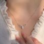 Friend's Waterdrop CZ Shell Pearls Christmas Elk 925 Sterling Silver Necklace