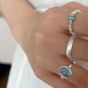 Gift Oval Natural Aquamarine 925 Sterling Silver Adjustable Ring