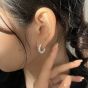 Office Irregular Stone C Shape 925 Sterling Silver Hoop Earrings