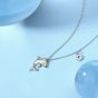 New Created Moonstone Dolphin Animal CZ 925 Sterling Silver Necklace