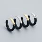 Modern Black Tube C Shape 925 Sterling Silver Hoop Earrings