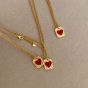 Hot Red Heart Geometry Square Plate 925 Sterling Silver Necklace