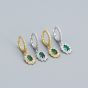Elegant Green CZ Oval Flowers 925 Sterling Silver Dangling Earrings