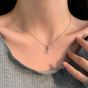 Vintage Cute Animal Hollow Rabbit Ear 925 Sterling Silver Necklace