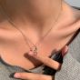 Vintage Cute Animal Hollow Rabbit Ear 925 Sterling Silver Necklace