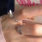 Cute Running Bunny Rabbit Pink CZ Heart 925 Sterling Silver Adjustable Ring