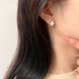 Girl White Epoxy Flower CZ C Shape 925 Sterling Silver Stud Earrings