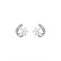 Girl White Epoxy Flower CZ C Shape 925 Sterling Silver Stud Earrings