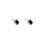 Elegant Black CZ Baguette Geometry 925 Sterling Silver Stud Earrings