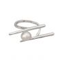 Fashion Round Shell Pearl Chopsticks 925 Sterling Silver Adjustable Ring