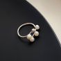 Office Three Shell Pearls Line 925 Sterling Silver Adjustable Ring