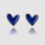 Elegant Blue Epoxy Heart S999 Sterling Silver Stud Earrings