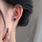 Elegant Blue Epoxy Heart S999 Sterling Silver Stud Earrings