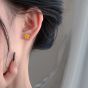 Girl Asymmetry Color Flower S999 Sterling Silver Stud Earrings