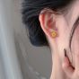 Girl Asymmetry Color Flower S999 Sterling Silver Stud Earrings